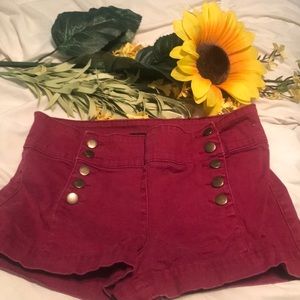 Burgundy high waisted shorts